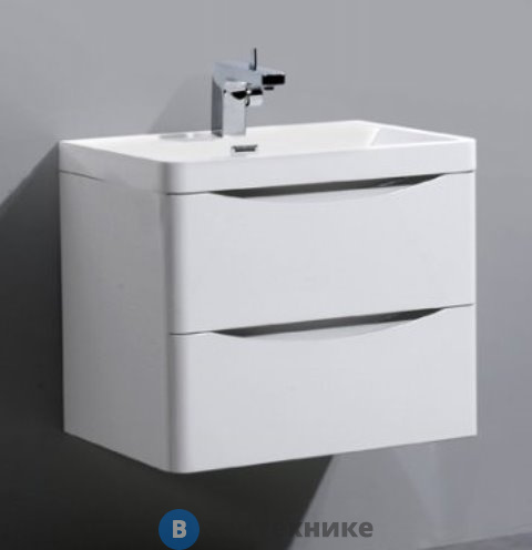 Тумба под раковину BelBagno 60 см ANCONA-N-600-2C-SO-BL подвесная с двумя выкатными ящиками, с доводчиками, Bianco Lucido