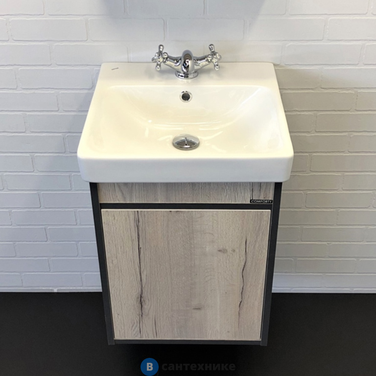 Тумба Comforty Вена-45 дуб дымчатый с раковиной Адриана 45