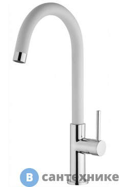 картинка Смеситель Paini 78CR5722LSLMKM Sky для кухни, белый/хром