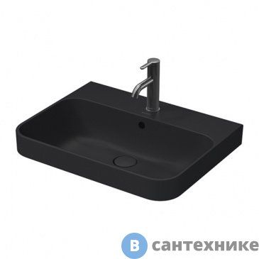 картинка Раковина Duravit Happy D.2 Plus 600х460мм с переливом, с 1м отв. под смеситель, с креплением, Anthracite matt (2360601300)