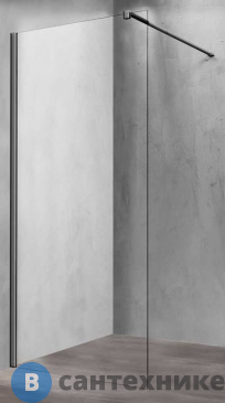 картинка Душевая перегородка Vincea Walk-In VSW-1H600CLGM, 600*2000, вороненая сталь, стекло прозрачное