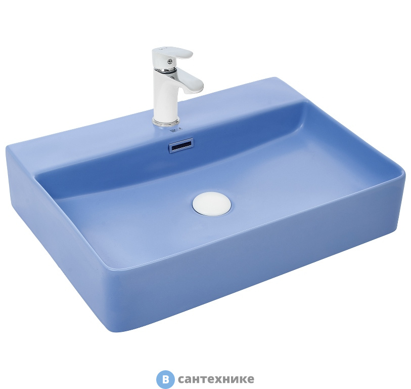 Раковина WELTWASSER ELBACH 2173 MBL накладная (матовая голубая) /600х420х120/