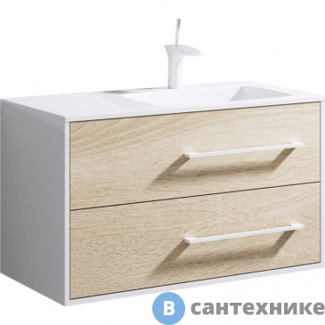 картинка Тумба под раковину Aqwella MIAMI 92 Mai.01.09/R (подвесная, дуб сонома)