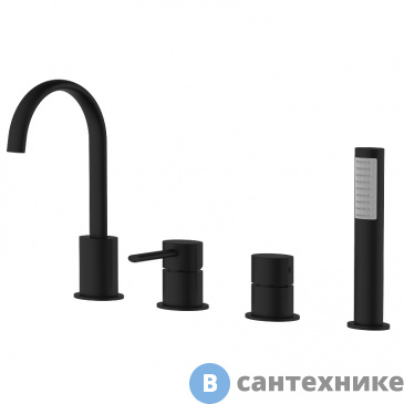 картинка Смеситель AZARIO DELICATE каскадный для ванны на 4 отверстия, черный (AZ-QA28173PA-0307APA)