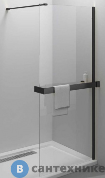 картинка Душевая перегородка Vincea Walk-In HR VSW-4HR100CLB, 1000*2000, черный, стекло прозрачное