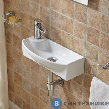 картинка Раковина WELTWASSER AISBACH 7946 GL-WT L подвесная (глянцевая белая) 455х220х130 мм