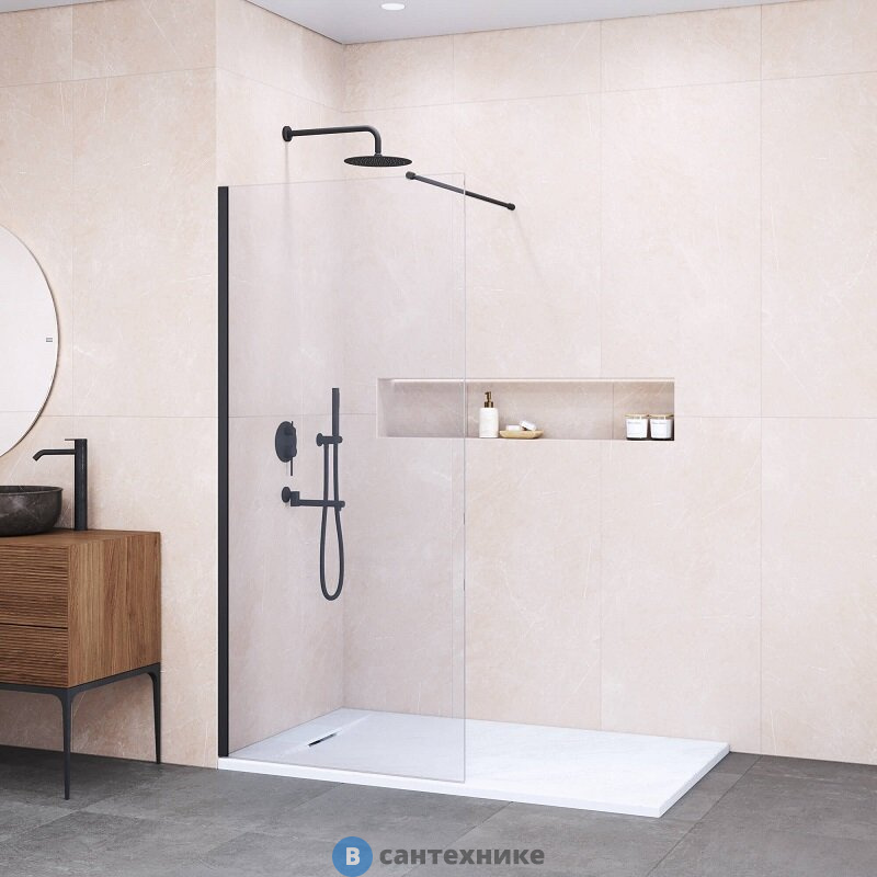 Душевая перегородка RGW WA-010B 140*195 Чёрный/ Прозрачное (351001014-14)