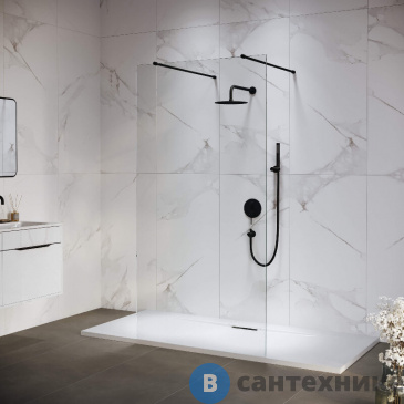 картинка Перегородка для душа RGW WA-016-B  140*195 чёрный/ прозрачное (35101614-14)