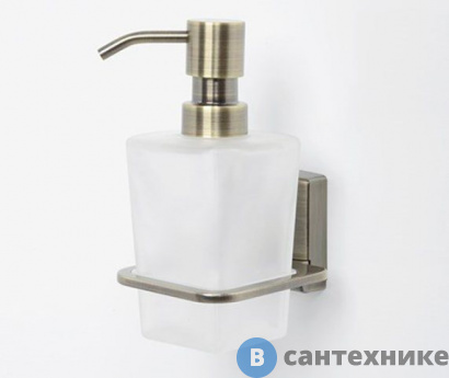 картинка Дозатор для жидкого мыла WasserKRAFT Exter K-5299 стеклянный, 300 ml металл, матовое стекло, покрытие "светлая бронза"
