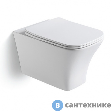 картинка Унитаз Black&White W-723 подвесной Rimless / UF seat cover / Fixing screw (515x345x355)