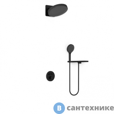 картинка Душевой комплект Vincea Inspire VSFW-3I22MT3RMB встраиваемый, термостатический, двухрежимный, черный