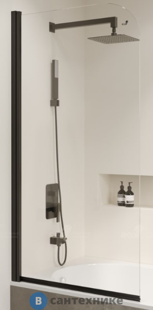 Шторка на ванну RGW SC-109B чёрный/Прозрачное/6 мм 60*150 (411110906-14)