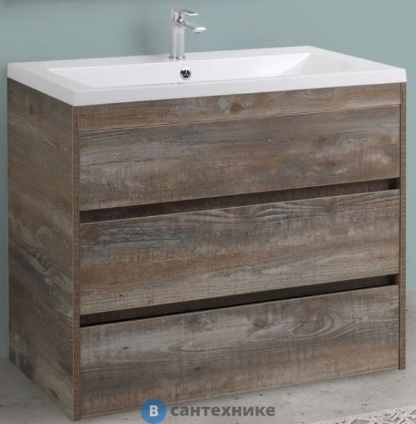 Тумба под раковину Art & MAX FAMILY FAMILY-1000-3C-PIA-PE напольная с тремя выкатными ящиками, Pino Esotica, 1000x480x845