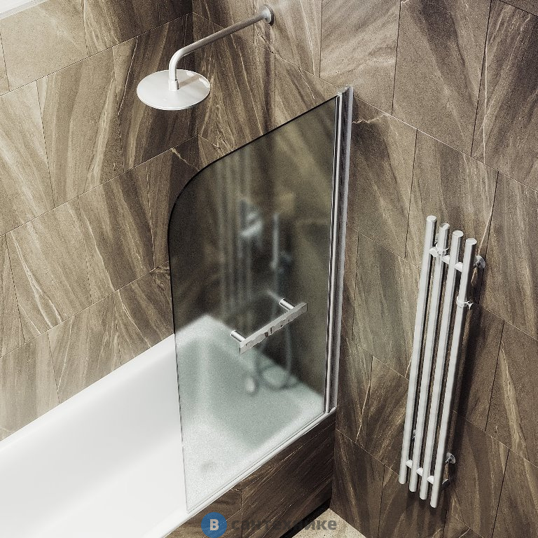 Шторка для ванны поворотная на монопетле MaybahGlass 1400*600 Стекло 6 мм Сатин +Полотенцесушитель (MGV-781-5)