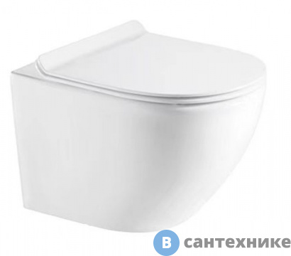 картинка Унитаз подвесной Azario Gloria AZ-2003 безободковый 49*37*36, с сиденьм