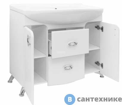 картинка Тумба под раковину Ирлен ВИВАЛЬДИ-90 2 ящика, 2 двери (под ум. ЭЛЬБРУС-90) /141568/