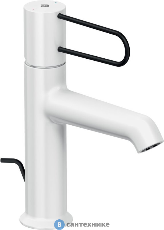 Cмеситель Jacob Delafon ODEON RIVE E21028-BL-00 для раковины с дк, корпус белый, ручка чёрная