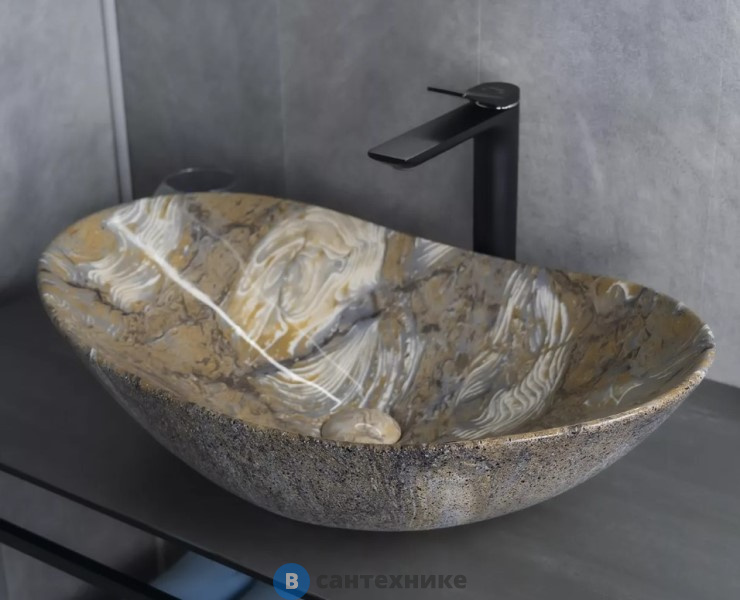 Раковина накладная GID-ceramic Mnc811T под камень глянцевый (610х370х150)