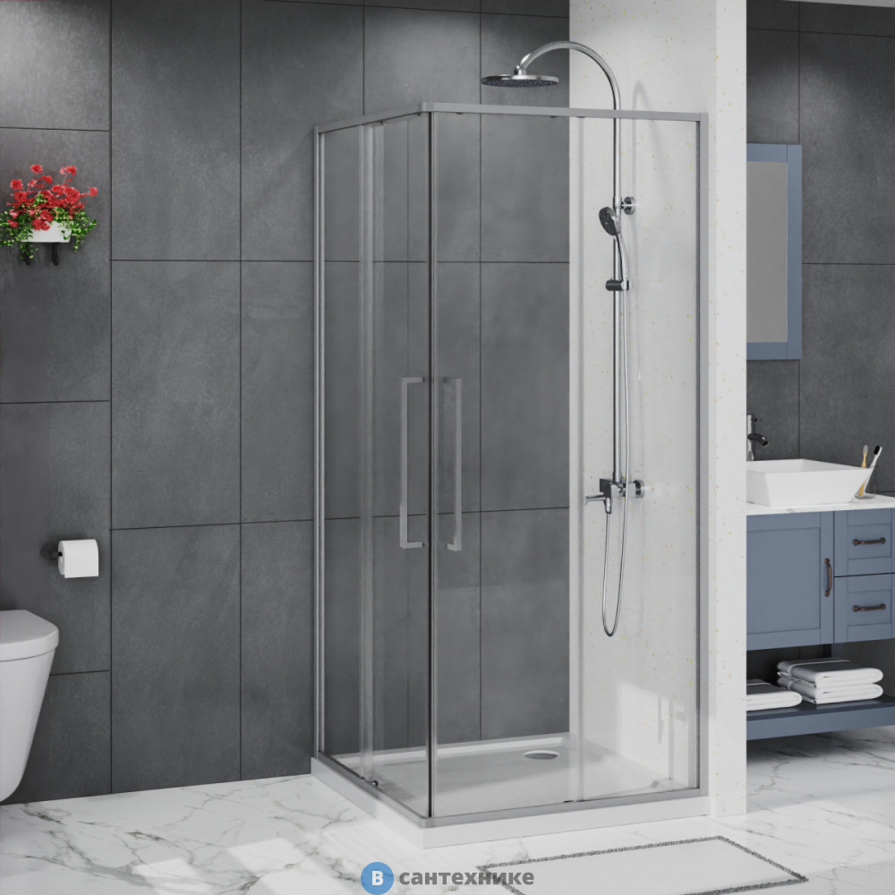 Душевое ограждение Azario SHANGHAI SQP-90х90х195-MGR-CL, прозрачное стекло 6 мм, профиль матовый графит (AZ-R43-90-MGR-CL)