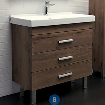 картинка Тумба Comforty Никосия-80Н дуб тёмный, с раковиной Fest 80 F01