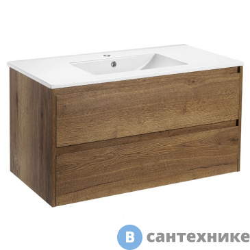 картинка Тумба под раковину Vincea Gio 1000 подвесная, 2 выкатных ящика soft-close, T.Oak (VMC-2G100TO)