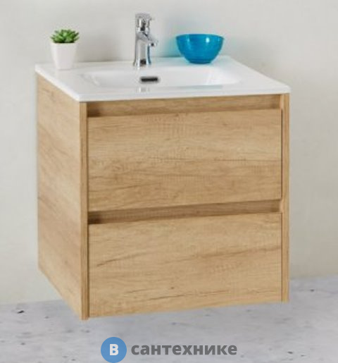 Тумба под раковину BelBagno 51 см KRAFT 39-500/390-2C-SO-RNN подвесная с двумя выкатными ящиками, Rovere Nebrasca Nature