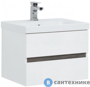 картинка Тумба под раковину Aquanet Беркли 60 белый глянец/дуб рошелье (254289)