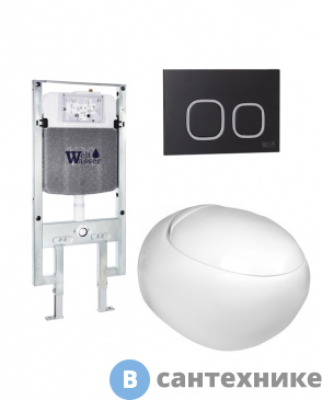 картинка Унитаз с инсталляцией WELTWASSER и кнопкой смыва (AMBERG 497 ST + JECKENBACH 004 GL-WT + AMBERG RD-BL)