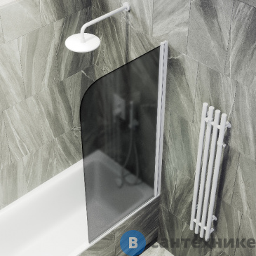 картинка Шторка для ванны поворотная на монопетле MaybahGlass 1400*600 Стекло 6 мм Графит матовый (MGV-614-1)