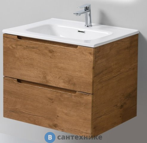 Тумба под раковину BelBagno 61 см ETNA-600-2C-SO-RN-P подвесная с двумя выкатными ящиками, Rovere Nature