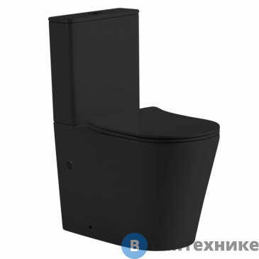 картинка Унитаз с бачком ABBER Bequem AC1112TMB черный матовый, безободковый, смыв торнадо, сиденье дюропласт микролифт