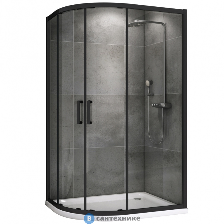 Душевой уголок ABBER Schwarzer Diamant AG01180B 100*80*195, без поддона