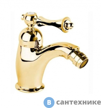 картинка Смеситель Cezares MARGOT-BSM1-03/24-M для биде однорычажный c донным клапаном, золото, ручка золото