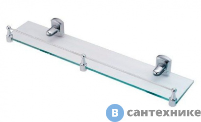 картинка Полка WasserKRAFT Oder K-3044 стеклянная с бортиком металл, хромоникелевое покрытие, закаленное стекло