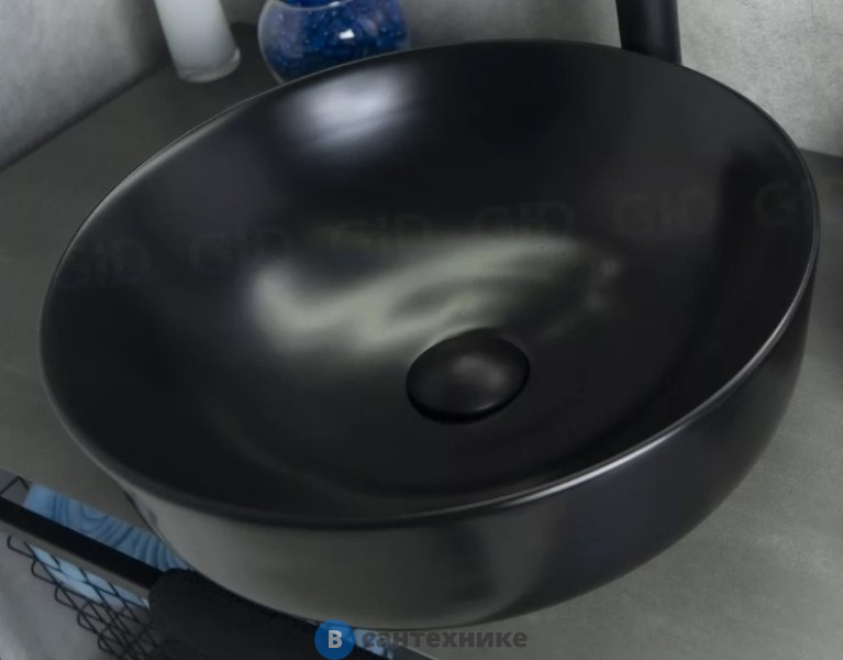 Раковина накладная GID-ceramic Nc911 черный матовый (415х415х135)