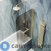Шторка для ванны поворотная на монопетле MaybahGlass 1400*800 Стекло 6 мм Бронза матовая +Полотенцесушитель (MGV-790-3)