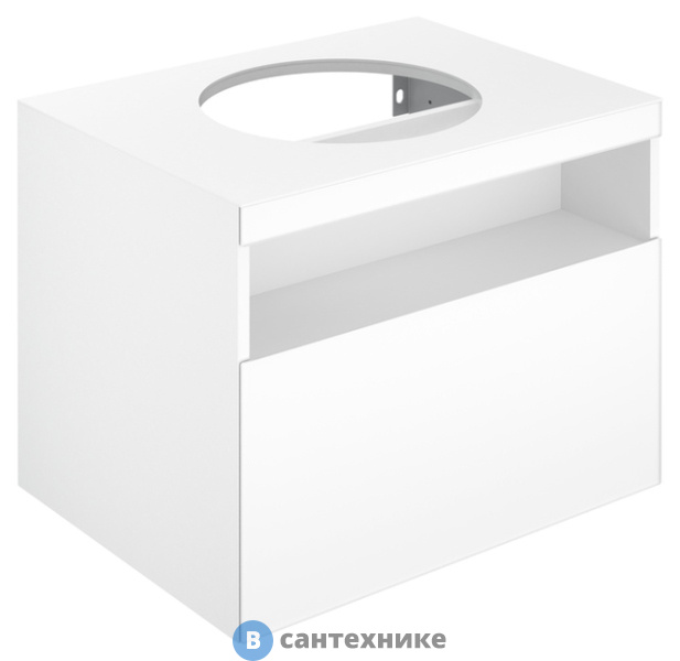 Тумба под раковину Keuco STAGELINE 1 ящ., без подсв. со столеш., 650x550x490 мм, к/ф: белый (32853300000)