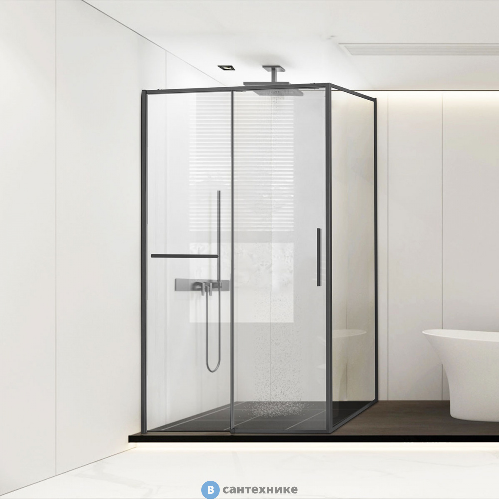 Душевой уголок Vincea Slim Soft VSR-1SS1013CLGM, 1300*1000, вороненая сталь, стекло прозрачное