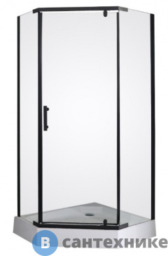картинка Душевой уголок Parly ZPE911B (90*90*195) пентагональное, прозрачное стекло без рисунка, низ. поддон