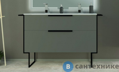 картинка Тумба под раковину Cezares URBAN с двумя выдвижными ящиками 55163 Grigio opaco, 120x46x62