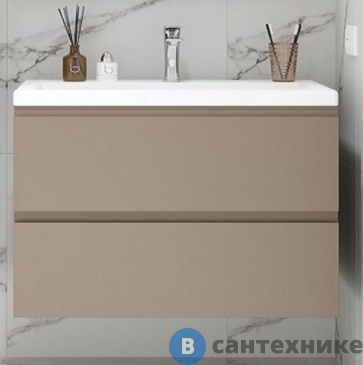 картинка Тумба под раковину Art & MAX BIANCHI подвесная с двумя выкатными ящиками, Капучино матовый AM-Bianchi-900-2C-SO-CM