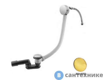 картинка Слив-перелив Cezares CZR-B-STW-03/24 с наполнением ванны через перелив, донный клапан с системой "Клик-клак", золото 24 карат