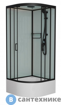 картинка Душевая кабина Frank F400/1 М  Black средний поддон матовое стекло