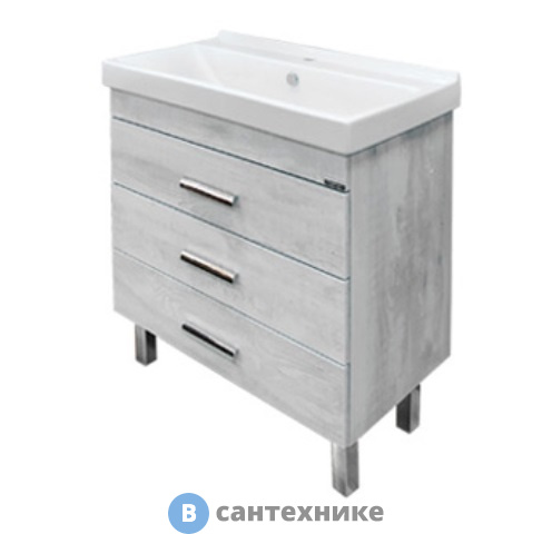 Тумба Comforty Никосия-80Н дуб белый с раковиной Fest 80 F01