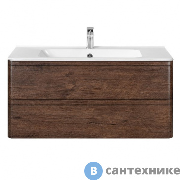 картинка Тумба под раковину Vincea Vico 1000 подвесная, 2 выкатных ящика soft close, R.Wood (VMC-2V100RW)