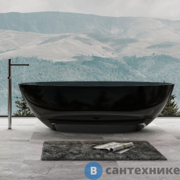 картинка Ванна ABBER Kristall AT9702Onyx 180*85, прозрачная, чёрная (без смесителя)