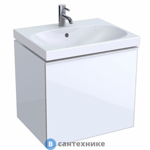 Тумба под раковину Geberit ACANTO 500.609.01.2 /59,5x53,5x47,6/ (белое стекло/белый глянцевый — лакир.)