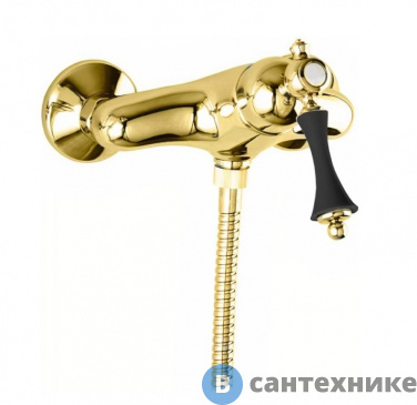 картинка Смеситель Cezares MARGOT-DM-03/24-N для душа однорычажный, золото, ручка чёрная