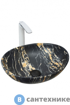 картинка Раковина WELTWASSER ELBACH 3078 K514 накладная (чёрная с бежевым) /410х335х145/