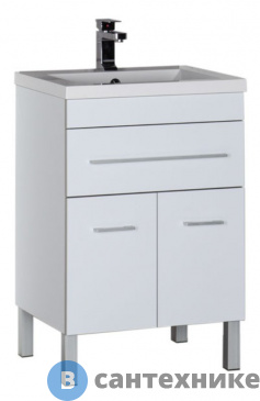 картинка Тумба под раковину Aquanet Верона 58 напольная 1 ящ. 2 дв. белый (182507)